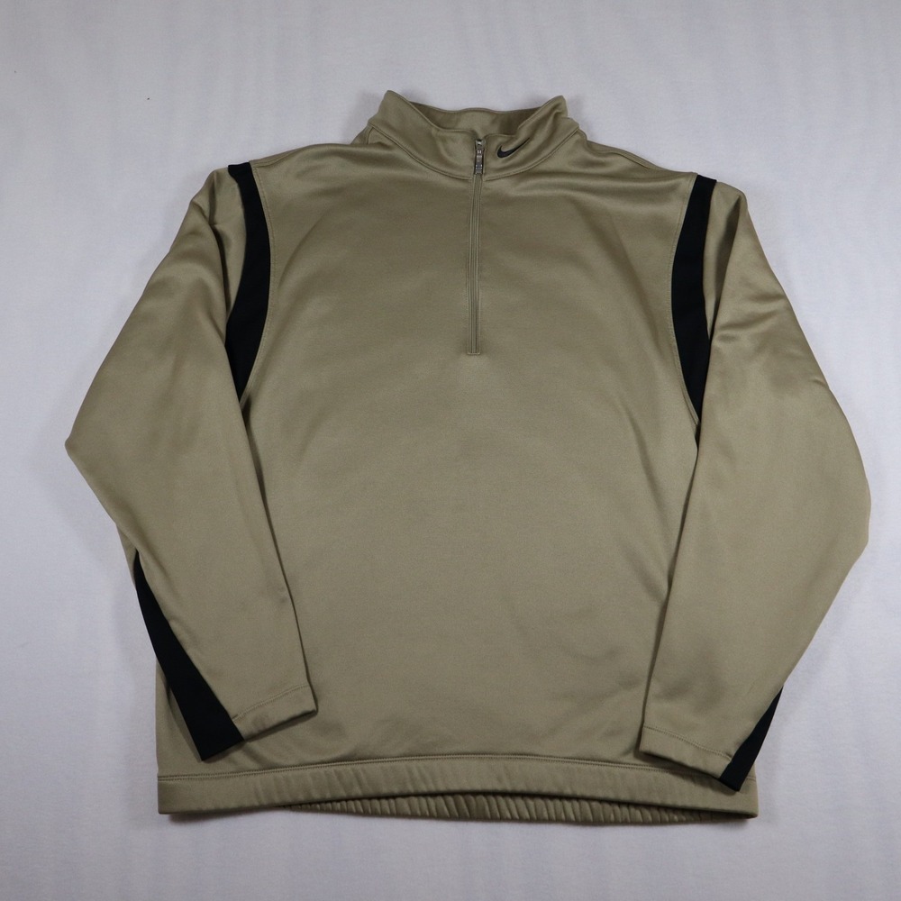 Nike Golf 1/4 Zip Pullover Jacket Size Large Tan Black Gorpcore Athleisure Sport